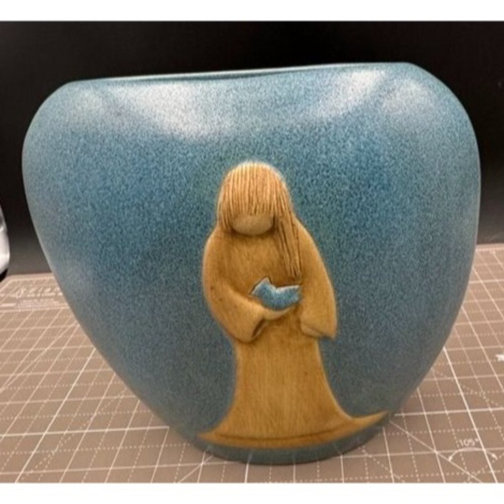 Jack Black Navajo Blue Willow Holding Dove Southwestern Pottery 1987